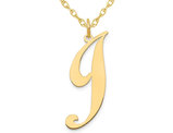 10K Yellow Gold Fancy Script Initial -J- Pendant Necklace Charm with Chain